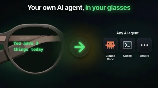 Even G2 glasses with a reply on the lens, an arrow, and Claude Code, Codex and other agents as the things that can answer
